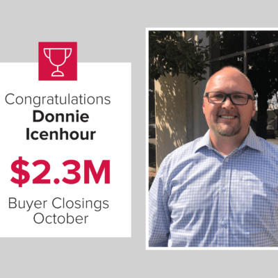Donnie is a top agent for buyer closings October 2020