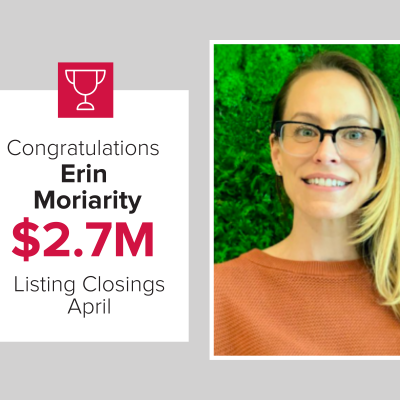 Erin was the number 2 agent for listing closings last month.